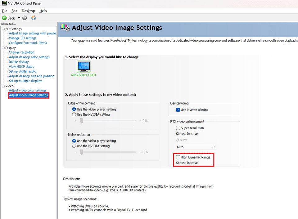 Adjust video Image settings