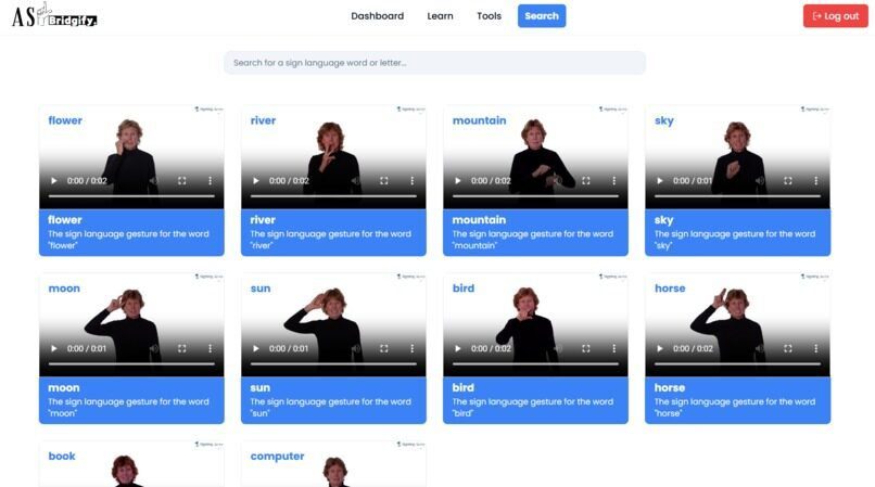 American Sign Language (ASL) learning platform