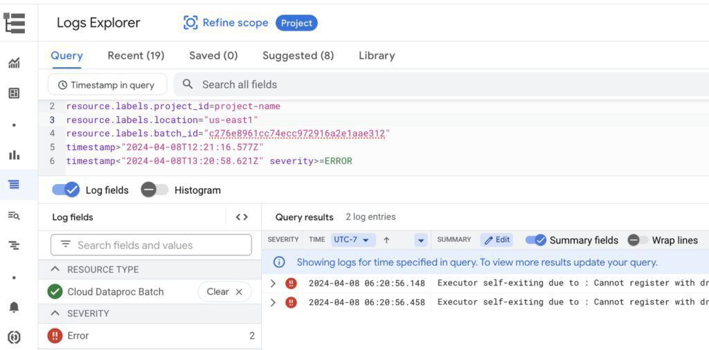 A widget called "Job Logs" displays the logs sorted by mistakes underneath the metrics highlights